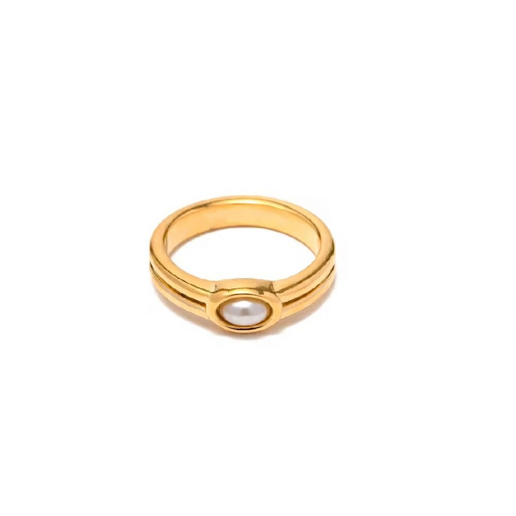 Double Band n Pearl Ring
