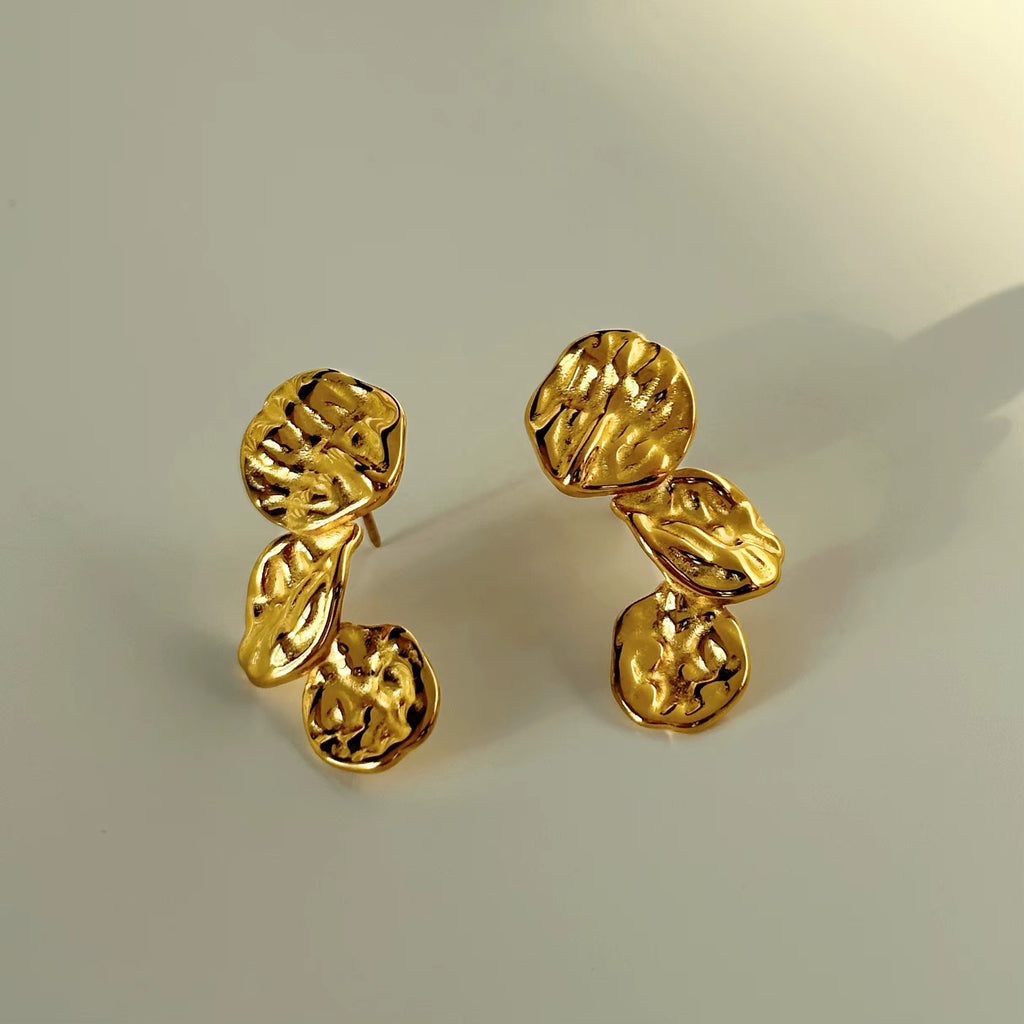 Hammered Disk Drop Earrings