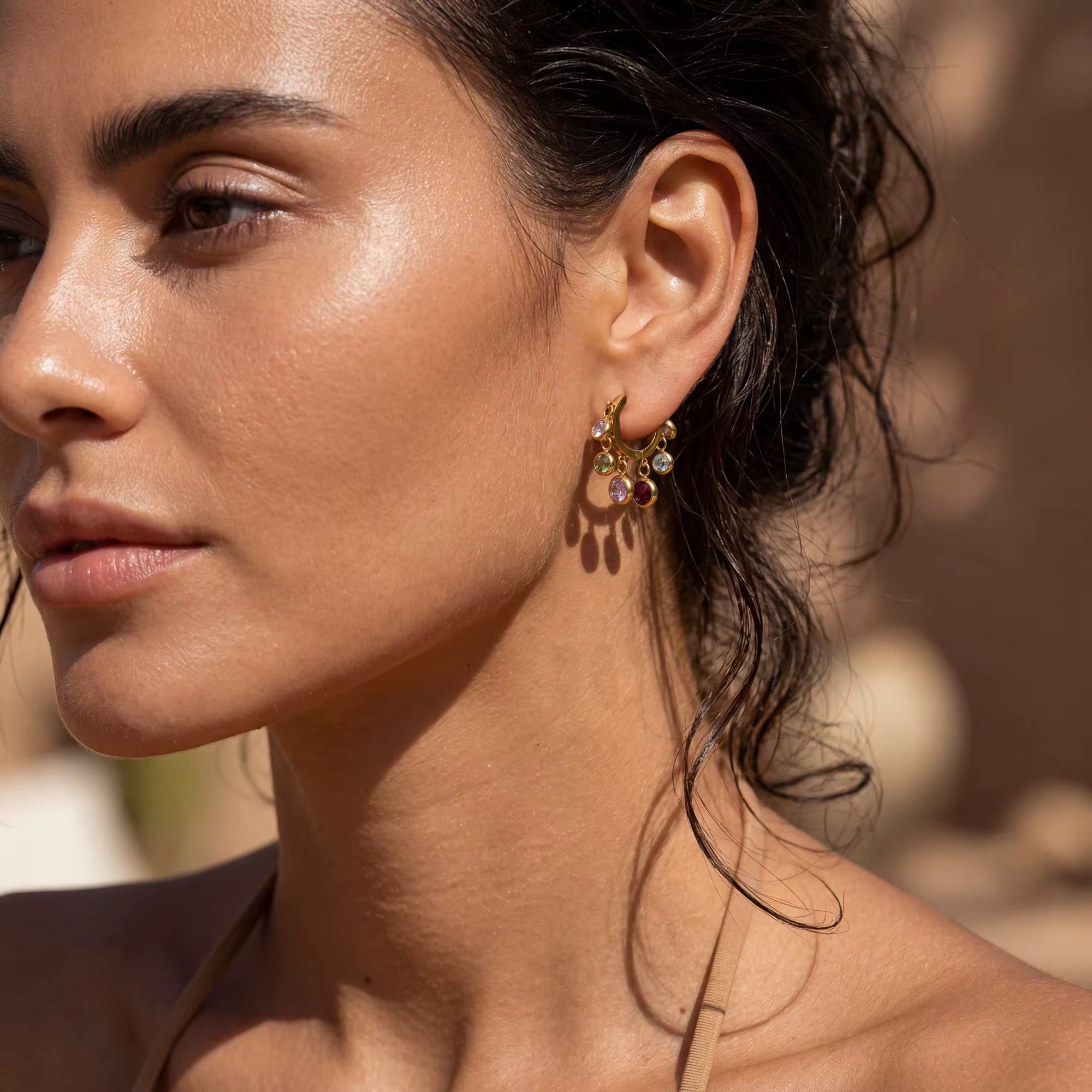 Confetti Gem Drop Hoops