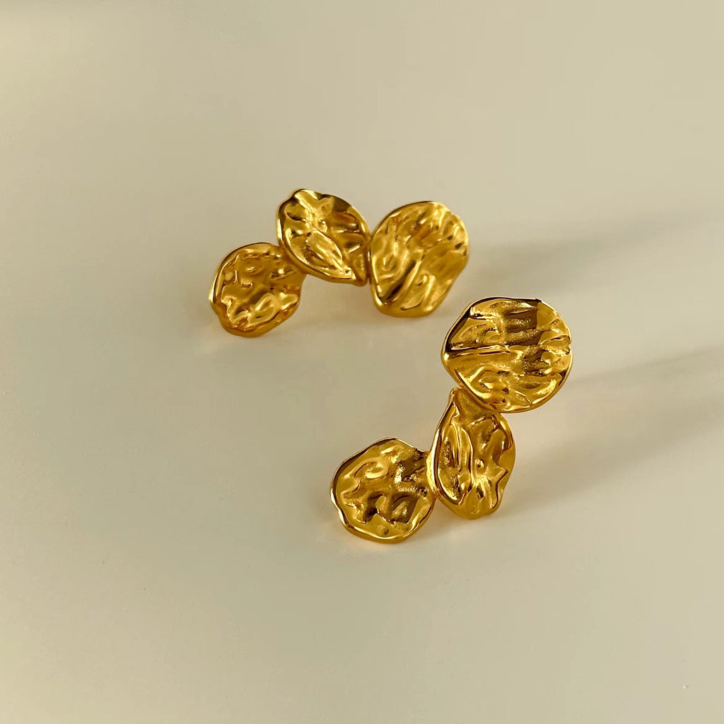 Hammered Disk Drop Earrings